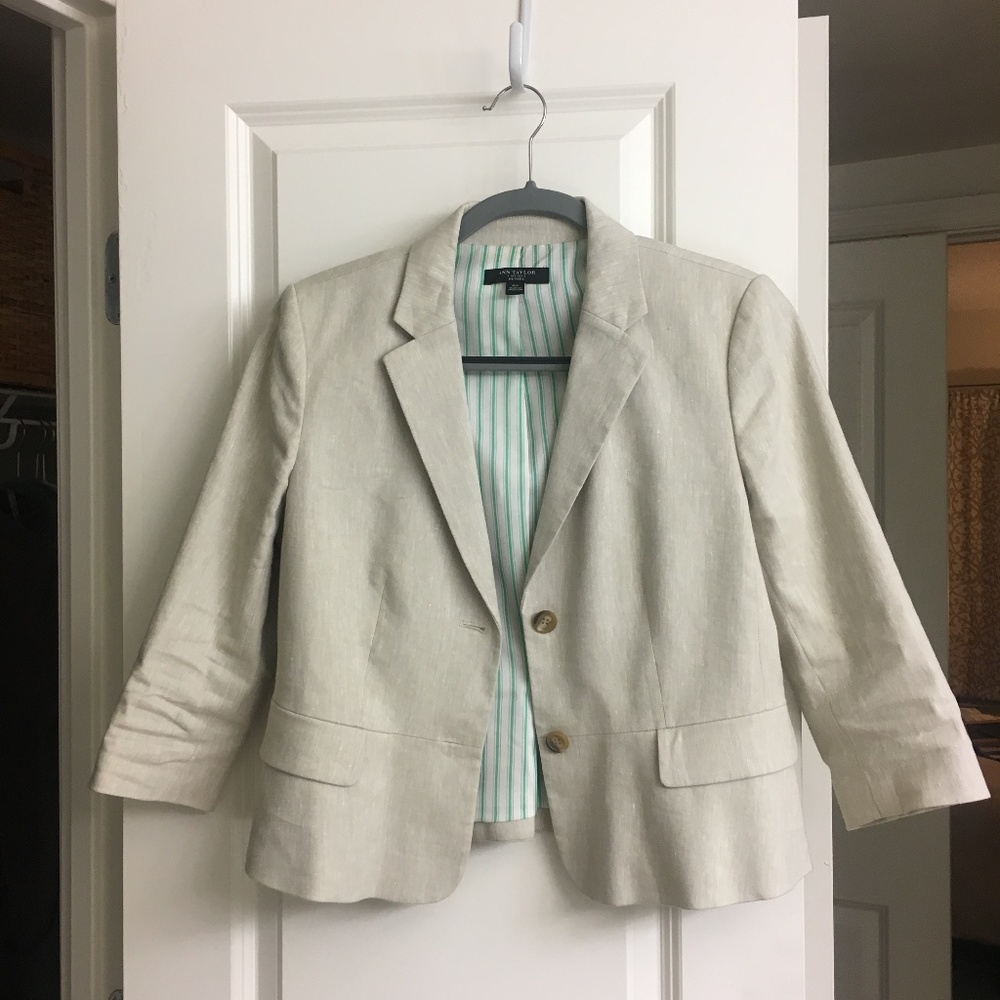 Ann Taylor Tan Linen Blazer